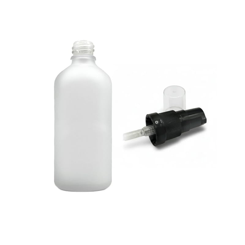 100ml Frosted Clear Glass Dropper Bottle with Black Tamper Evident Lotion Pump and Clear Over Cap (Type III)