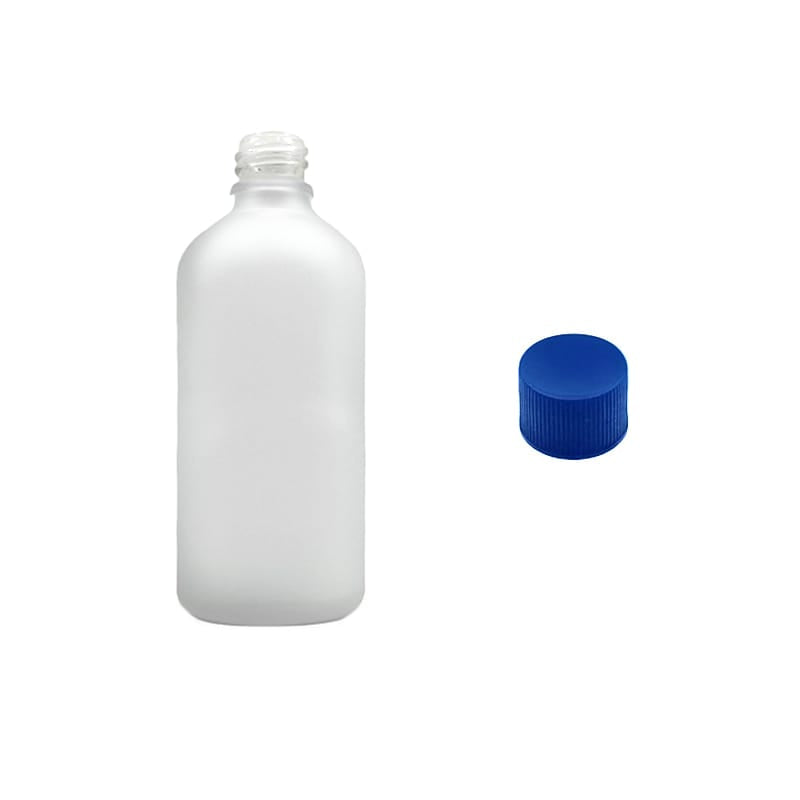 100ml Frosted Clear Glass Dropper Bottle with Blue PP Wadded Cap DIN 18mm