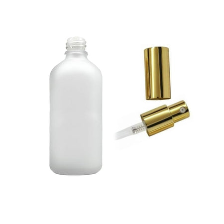100ml Frosted Clear Glass Dropper Bottle with Gold Lotion Pump with Gold Over Cap