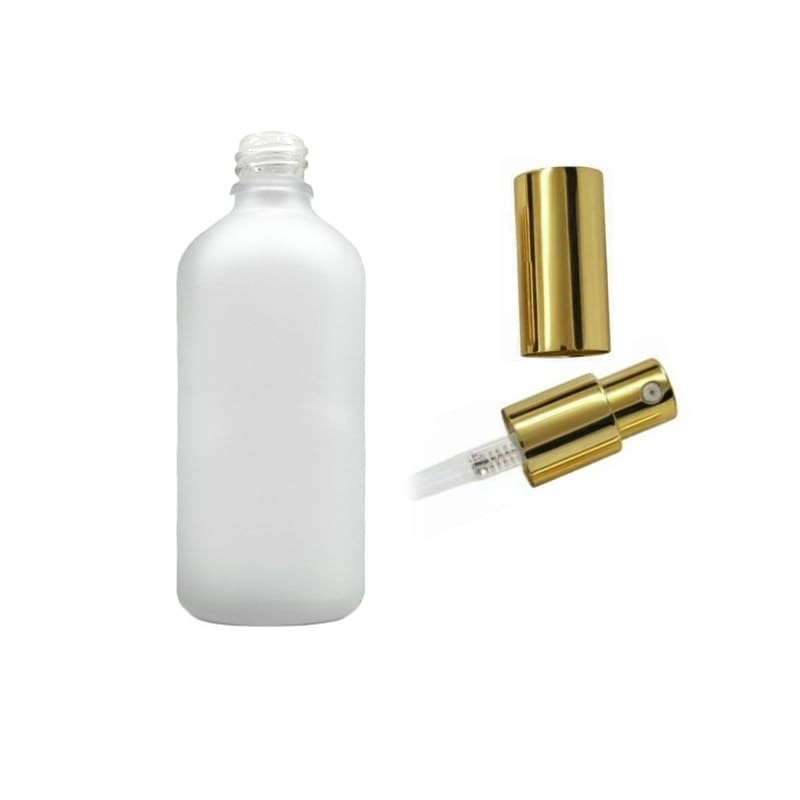 100ml Frosted Clear Glass Dropper Bottle with Gold Lotion Pump with Gold Over Cap