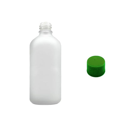 100ml Frosted Clear Glass Dropper Bottle with Green PP Wadded Cap DIN 18mm