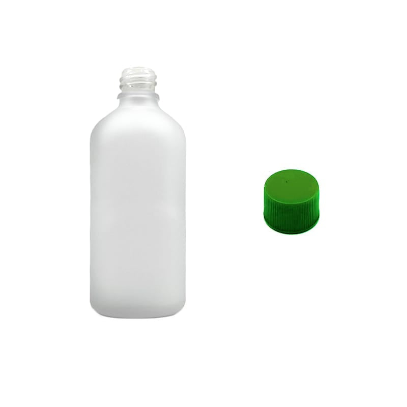 100ml Frosted Clear Glass Dropper Bottle with Green PP Wadded Cap DIN 18mm