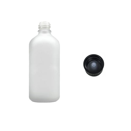 100ml Frosted Clear Glass Dropper Bottle with Urea Black Cap with Polycone Insert DIN 18mm