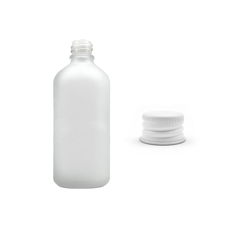 100ml Frosted Clear Glass Dropper Bottle with White Aluminium Cap