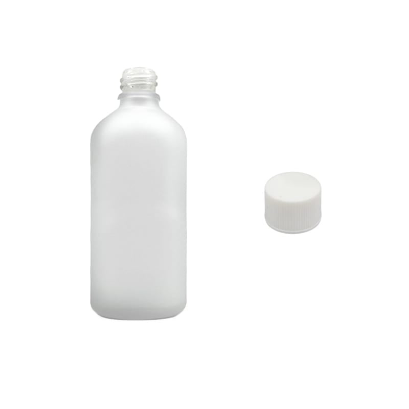 100ml Frosted Clear Glass Dropper Bottle with White PP Wadded Cap DIN 18mm