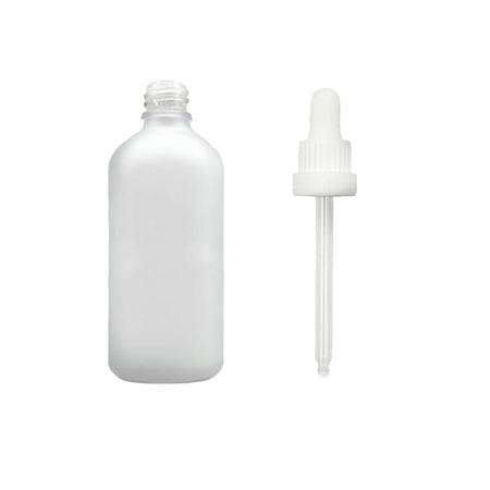 100ml Frosted Clear Glass Dropper Bottle with White Tamper Evident Dropper (Type III)