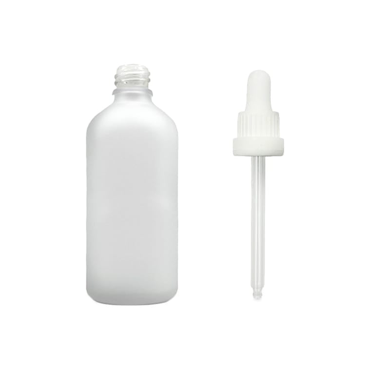 100ml Frosted Clear Glass Dropper Bottle with White Tamper Evident Dropper (Type III)