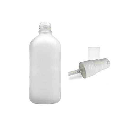 100ml Frosted Clear Glass Dropper Bottle with White Tamper Evident Lotion Pump and Clear Over Cap (Type III)