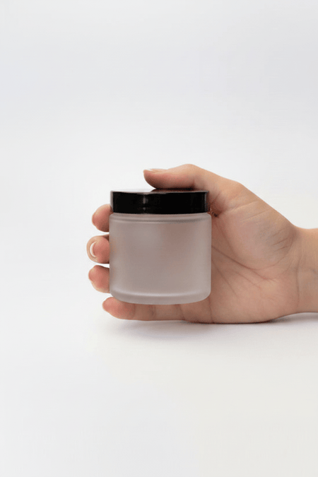 100ml Frosted Clear Glass Jar with Black ABS Plastic Lid