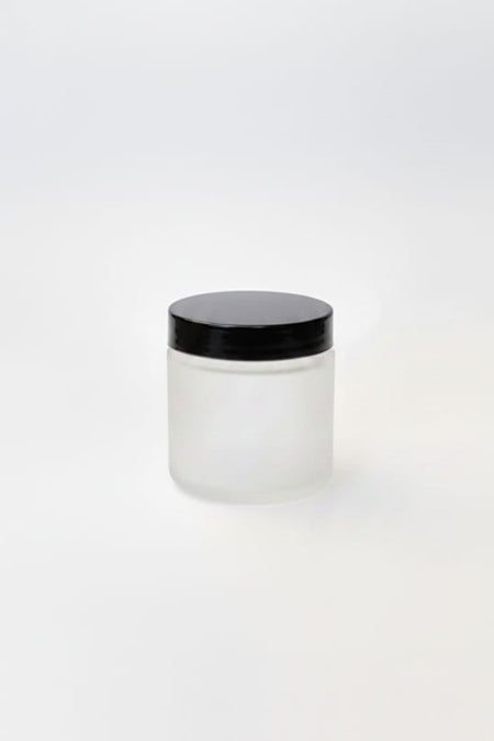 100ml Frosted Clear Glass Jar with Black ABS Plastic Lid