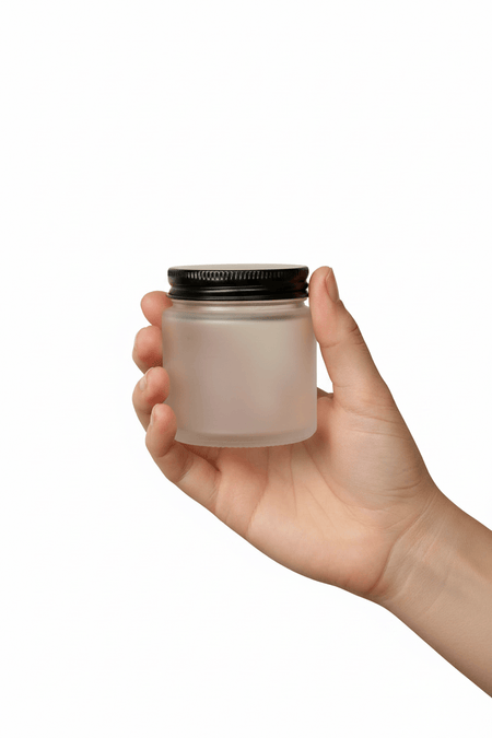 100ml Frosted Clear Glass Jar with Black Aluminium Lid