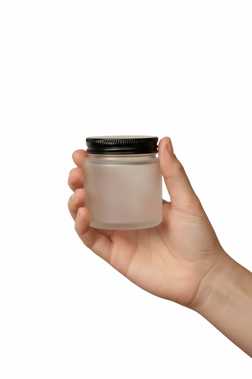 100ml Frosted Clear Glass Jar with Black Aluminium Lid
