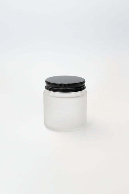 100ml Frosted Clear Glass Jar with Black Aluminium Lid