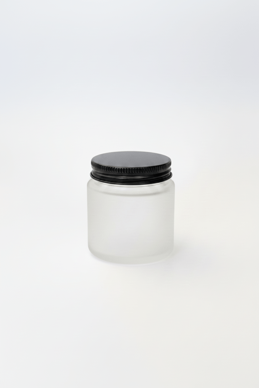 100ml Frosted Clear Glass Jar with Black Aluminium Lid