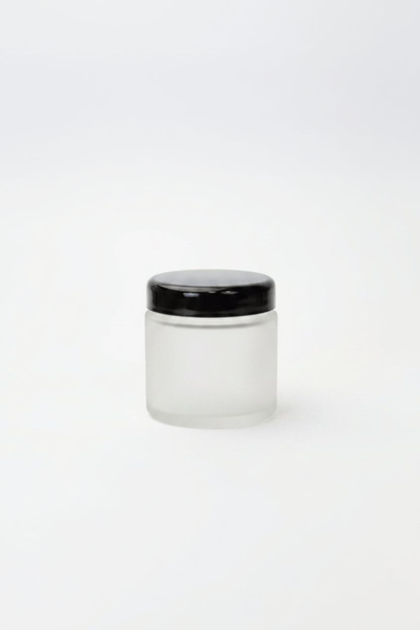 100ml Frosted Clear Glass Jar with Premium Gloss Black SAN Lid