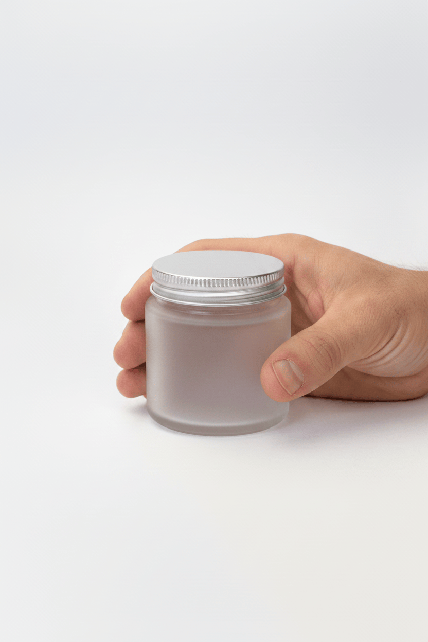 100ml Frosted Clear Glass Jar with Silver Aluminium Lid