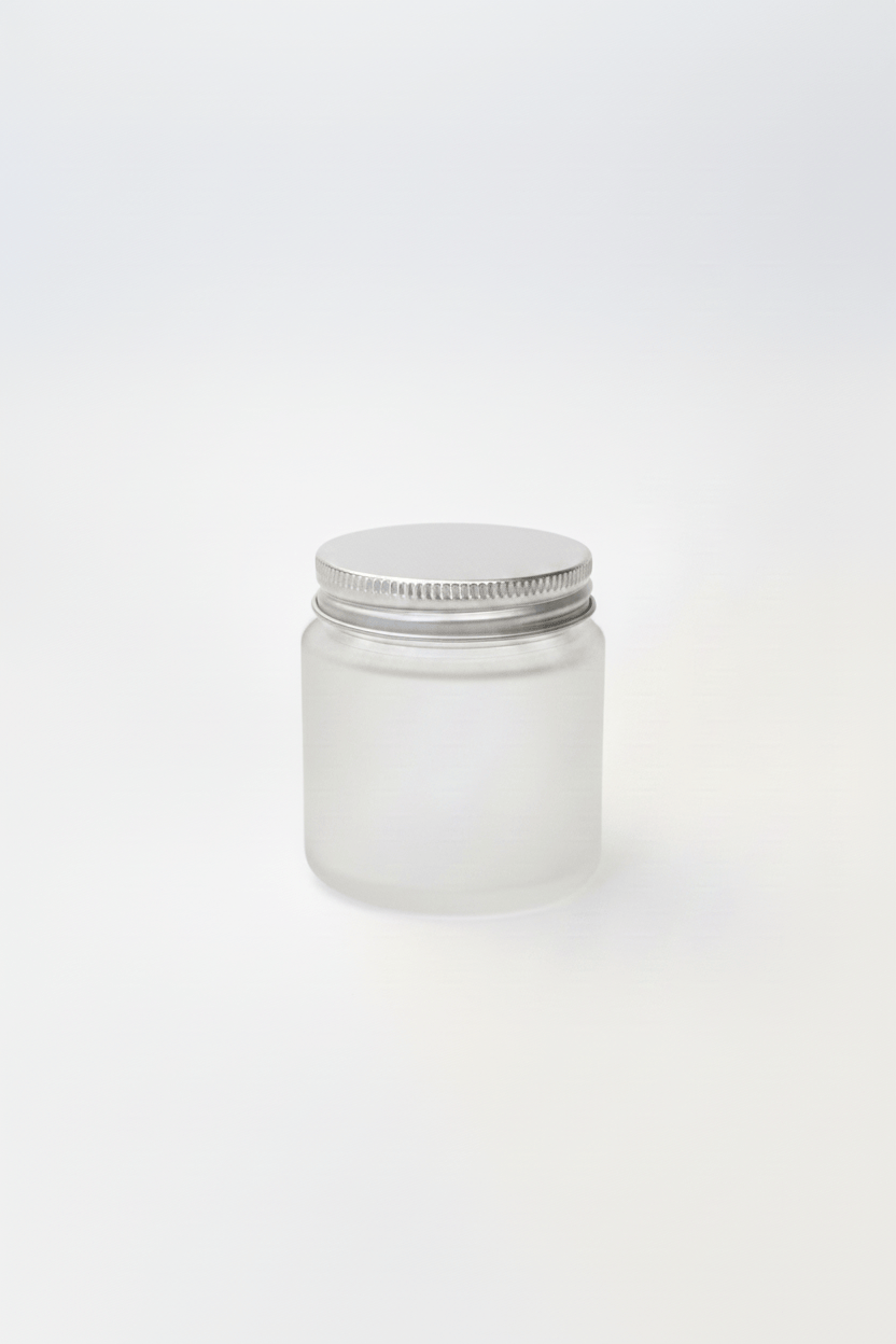 100ml Frosted Clear Glass Jar with Silver Aluminium Lid