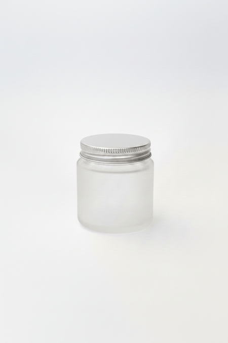 100ml Frosted Clear Glass Jar with Silver Aluminium Lid