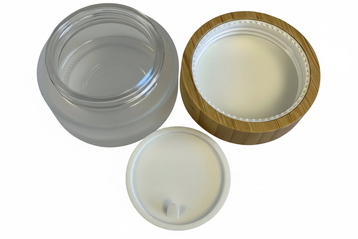 100ml Frosted Glass Jar with Bamboo Lid