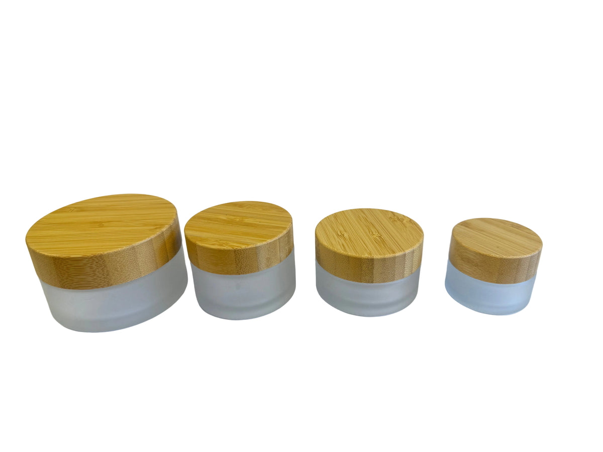 100ml Frosted Glass Jar with Bamboo Lid