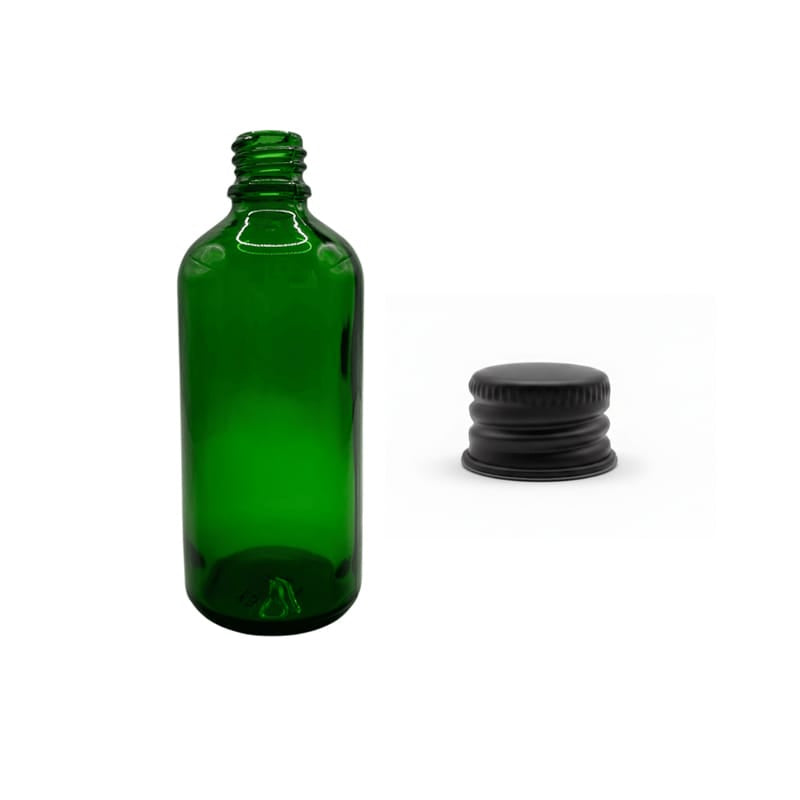 100ml Green Glass Dropper Bottle with Black Aluminium Cap