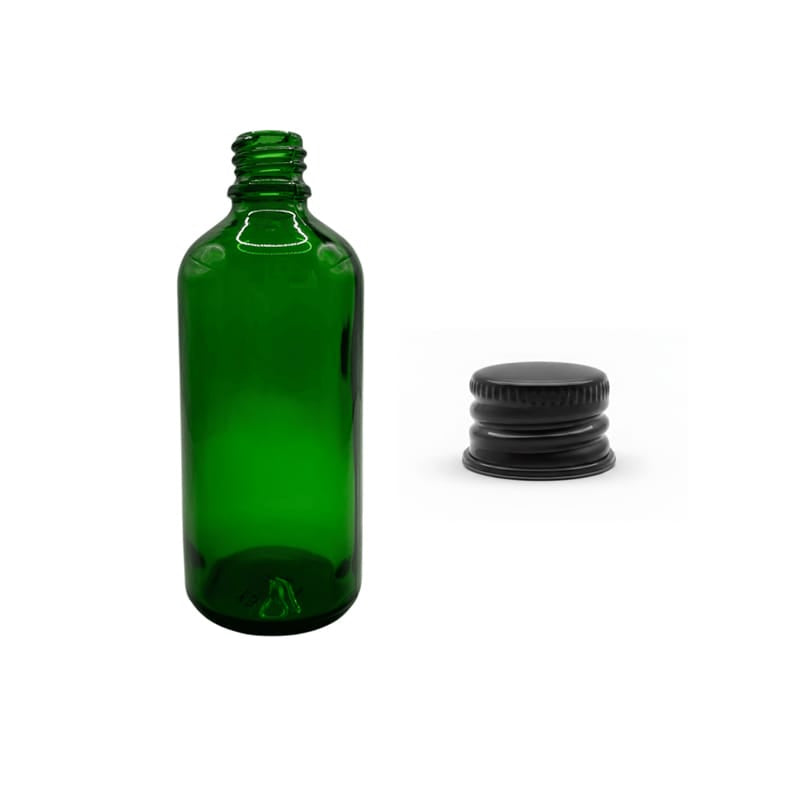 100ml Green Glass Dropper Bottle with Black Anodised Aluminium Cap