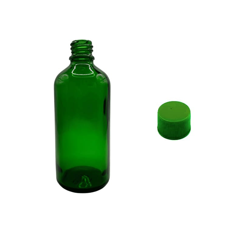 100ml Green Glass Dropper Bottle with Green PP Wadded Cap DIN 18mm
