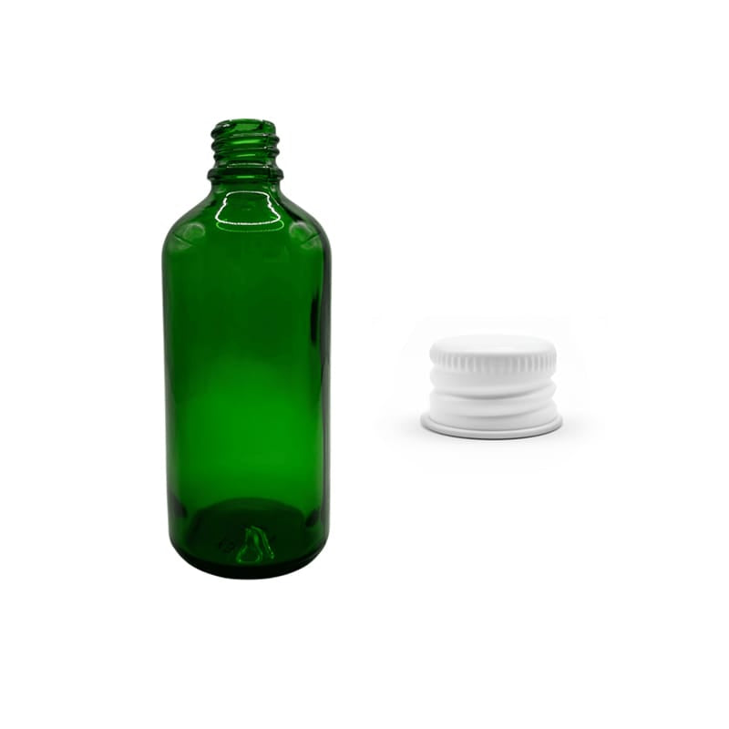 100ml Green Glass Dropper Bottle with White Aluminium Cap