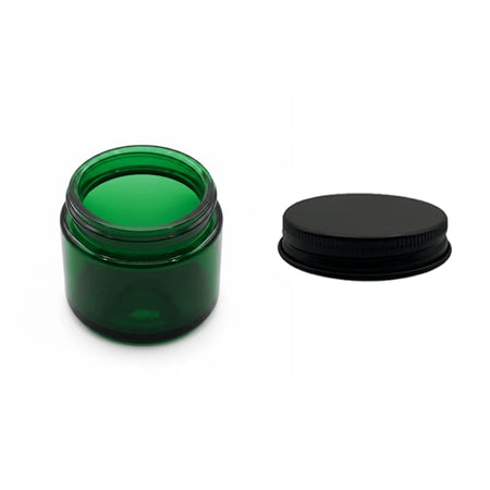 100ml Green Glass Jar with Matte Black Aluminium Lid