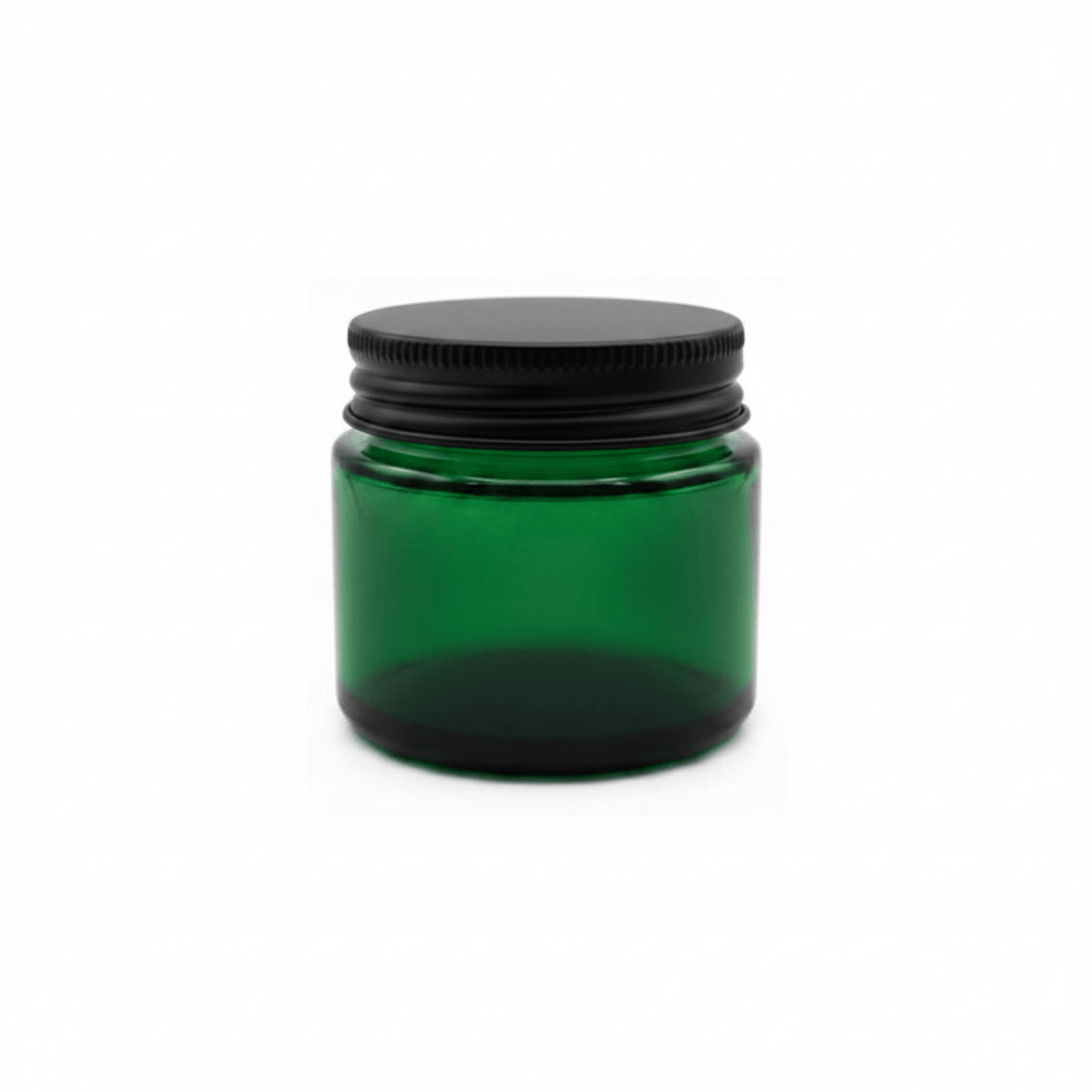 100ml Green Glass Jar with Matte Black Aluminium Lid