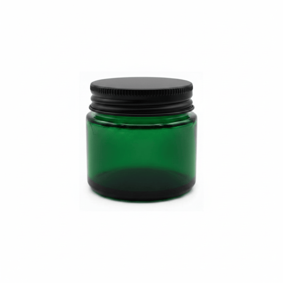 100ml Green Glass Jar with Matte Black Aluminium Lid
