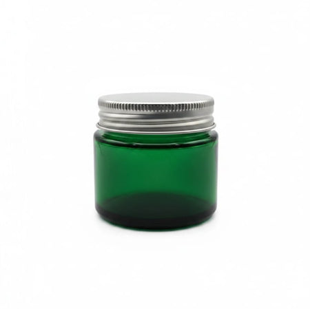 100ml Green Glass Jar with Silver Aluminium Lid