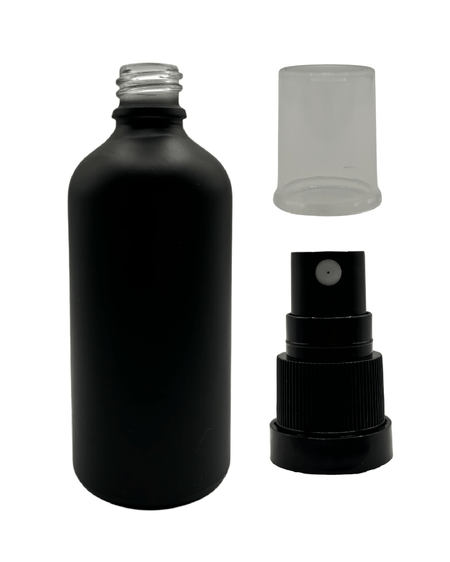 100ml Matte Black Glass Dropper Bottle & Black Tamper Evident Atomiser