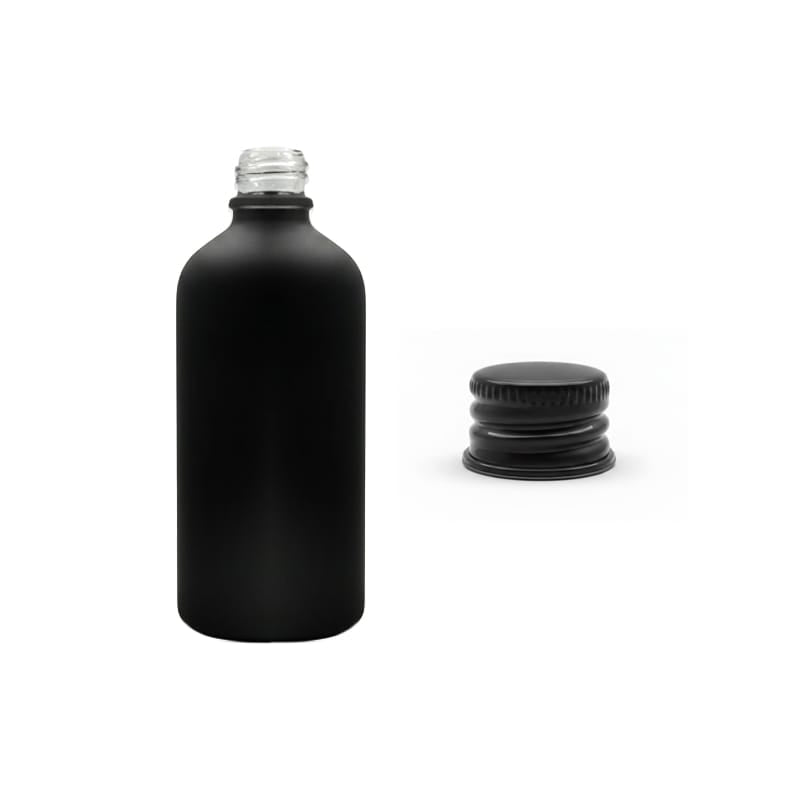 100ml Matte Black Glass Dropper Bottle with Black Anodised Aluminium Cap