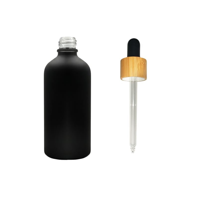 100ml Matte Black Glass Dropper Bottle with Black Bamboo Dropper