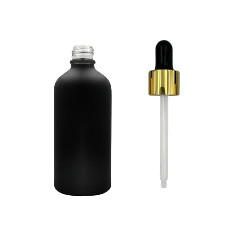 100ml Matte Black Glass Dropper Bottle with Black & Gold Dropper