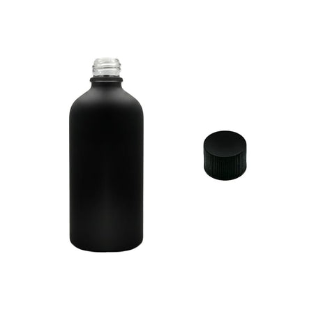 100ml Matte Black Glass Dropper Bottle with Black PP Wadded Cap DIN 18mm