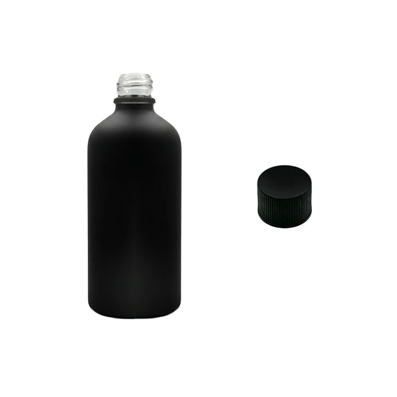 100ml Matte Black Glass Dropper Bottle with Black PP Wadded Cap DIN 18mm