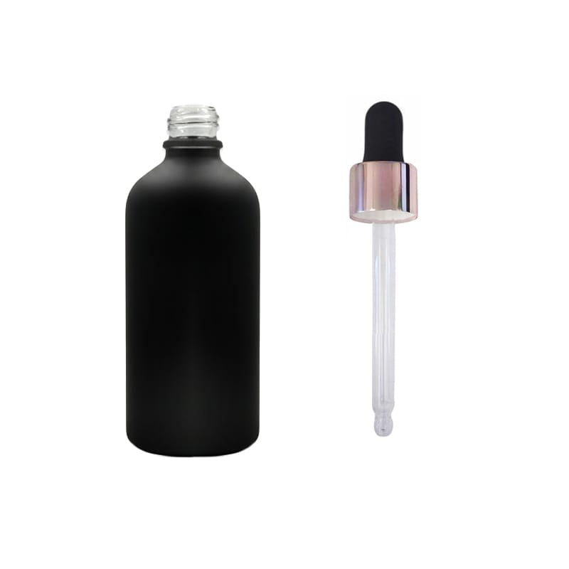 100ml Matte Black Glass Dropper Bottle with Black & Rose Gold Dropper