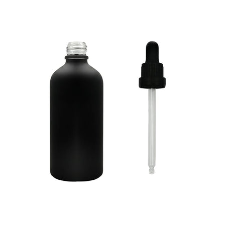 100ml Matte Black Glass Dropper Bottle with Black Tamper Evident Dropper (Type III)