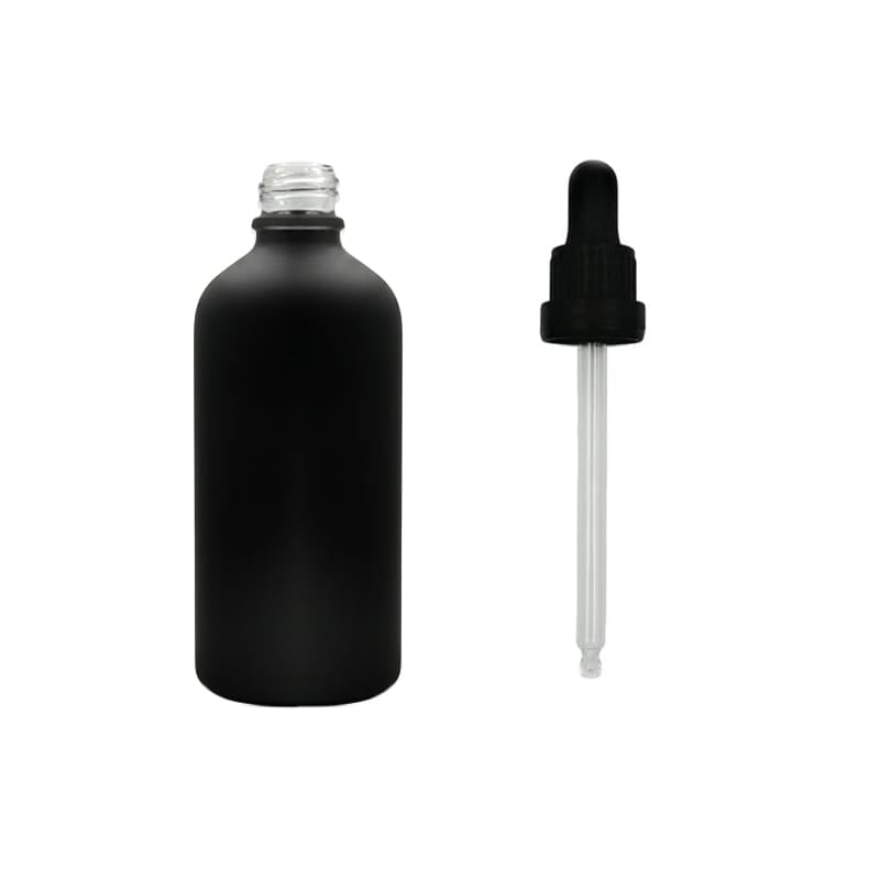 100ml Matte Black Glass Dropper Bottle with Black Tamper Evident Dropper (Type III)