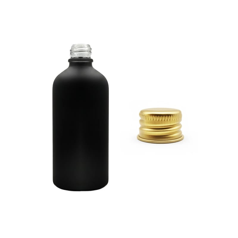 100ml Matte Black Glass Dropper Bottle with Gold Aluminium Cap