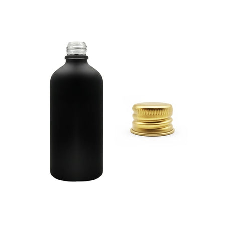 100ml Matte Black Glass Dropper Bottle with Gold Aluminium Cap