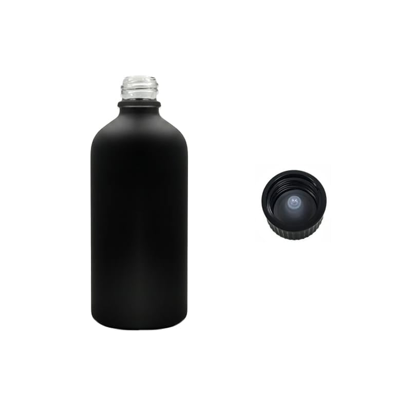 100ml Matte Black Glass Dropper Bottle with Urea Black Cap with Polycone Insert DIN 18mm