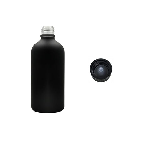 100ml Matte Black Glass Dropper Bottle with Urea Black Cap with Polycone Insert DIN 18mm