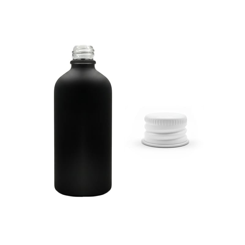 100ml Matte Black Glass Dropper Bottle with White Aluminium Cap