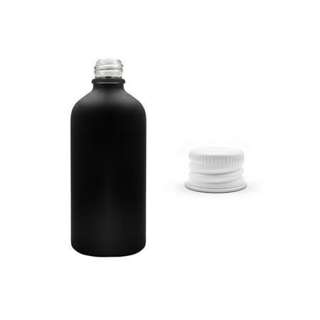 100ml Matte Black Glass Dropper Bottle with White Aluminium Cap