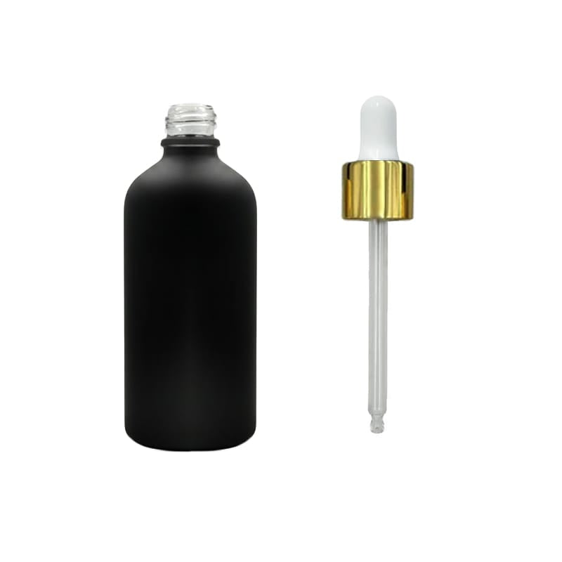 100ml Matte Black Glass Dropper Bottle with White & Gold Dropper
