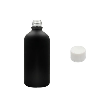 100ml Matte Black Glass Dropper Bottle with White PP Wadded Cap DIN 18mm