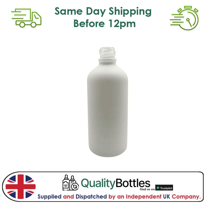 100ml Matte White Glass Dropper Bottle  - Pack of 12